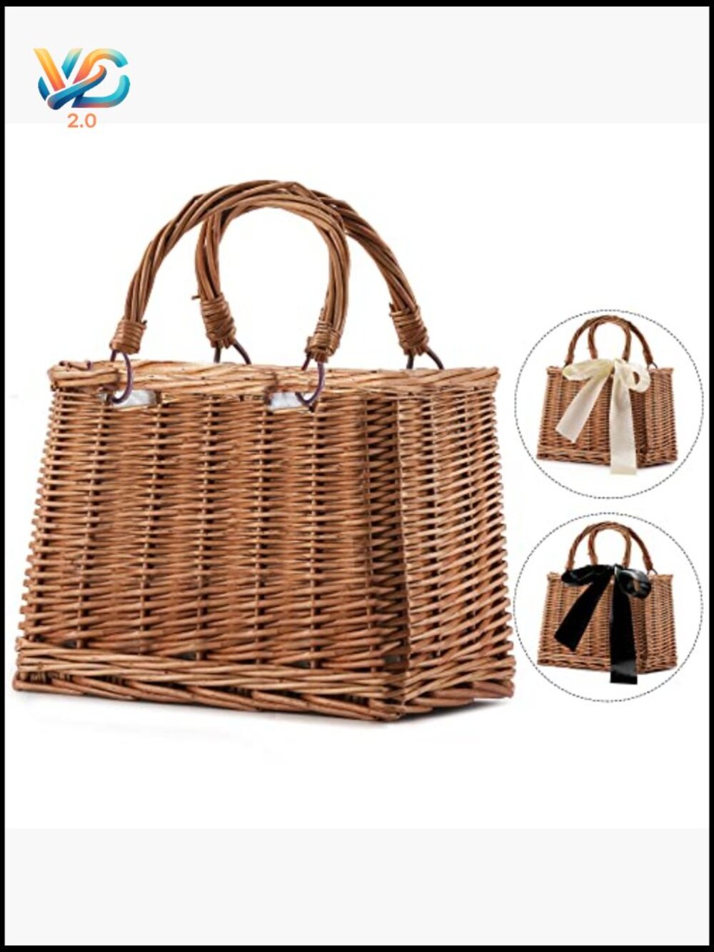 Straw Beach Tote Bag Handwoven Wicker Clutch Summer Rattan Crochet Purse - Picture 3 of 7